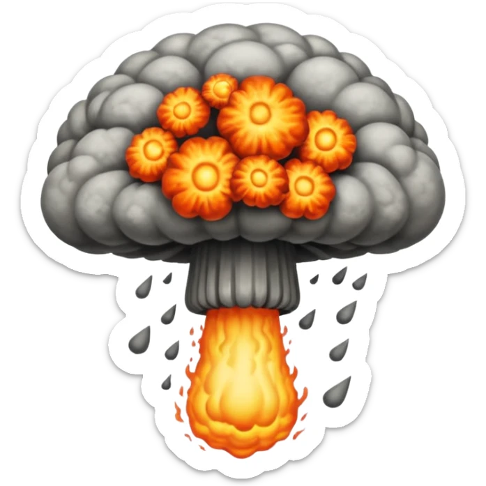 atomic bomb muschroom cloud in the shape of the letter T sticker