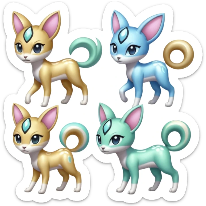 Pastel Shiny Soft Smooth Meloetta-Meicoomon-Gatomon-Liepard-Pokémon-Digimon-Fakémon-fusion-hybrid-creature sticker