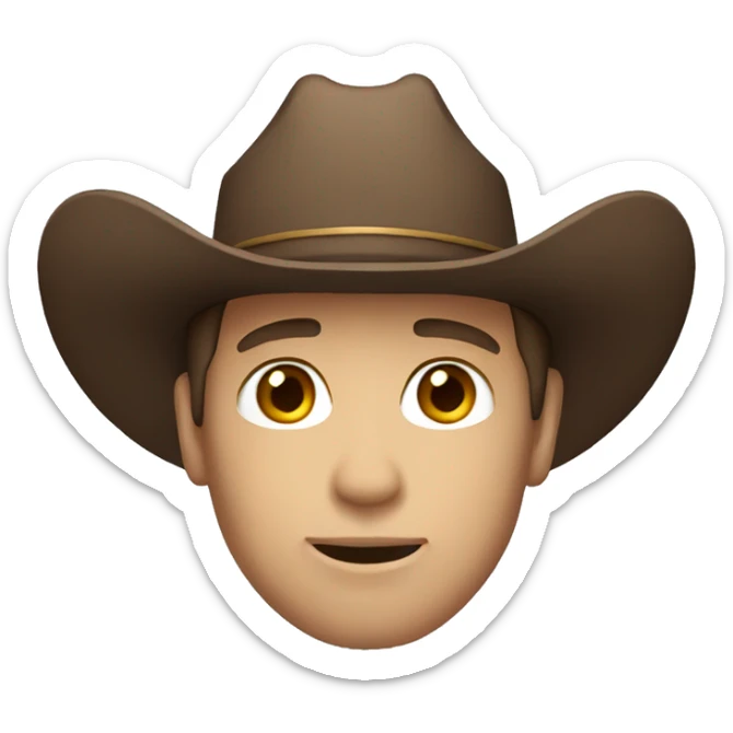 Cowboy with brown hair, brown eyes and fair skin sticker