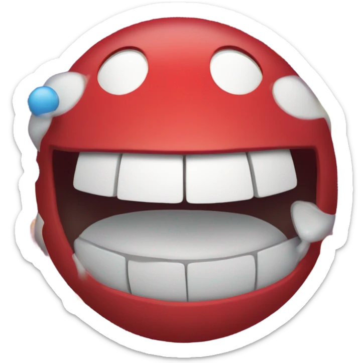 Emoji with open mouth and two balls geting out of the mouth  sticker