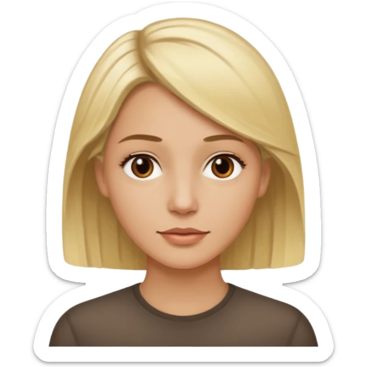 One woman medium length blond highlights hair
One man medium dark skin no hair sticker