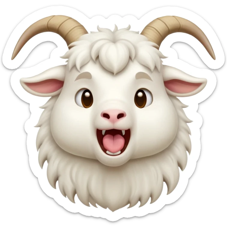 cinematic-cute-yawning-white-goat-portrait-emoji,-head-tilted-slightly-with-a-dramatic,-wide-open-yawn,-showcasing-a-soft,-downy-white-fur-with-delicate-horns-and-gently-drooping-ears,-round-eyes-barely-open-in-drowsy-contentment, sticker