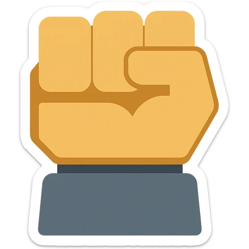 Make the robot fist more blocky and heavy looking, color icon style, clean and simple design, transparent background. sticker