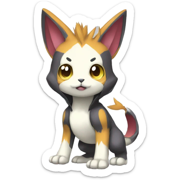 cute kawaii cool edgy Digimon-Fakemon-animal full body sticker