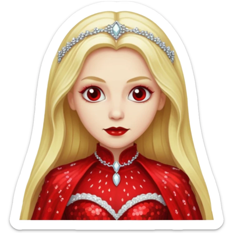 Bride of Dracula with long blonde hair, red sequin outfit sticker