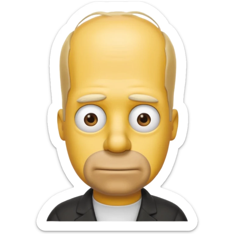 Homer Simpson emoji with 16 thinning hair on top of head sticker