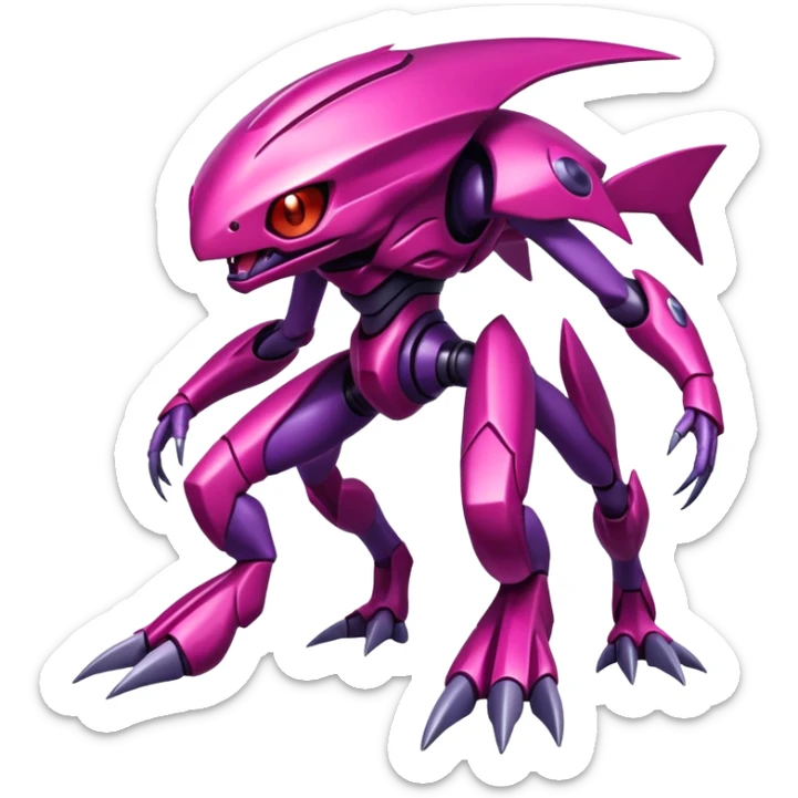 Shiny Exotic Colorful epic Gabite-Genesect-Koraidon-Fakémon-hybrid-creature (full body)  sticker