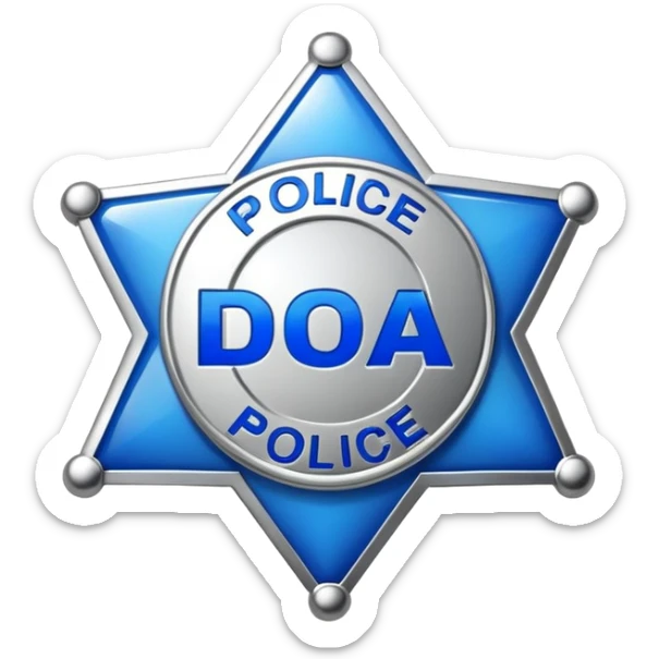 generate me an emoji saying DOA it's like the police but better sticker