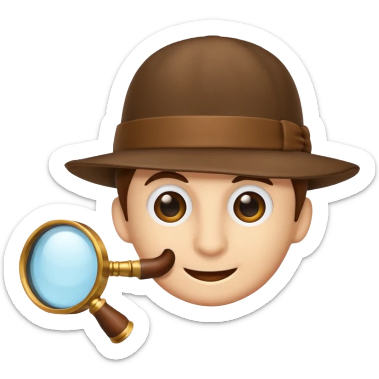 écureuil détective avec une loupe et un chapeau de Sherlock Holmes, style emoji Apple sticker