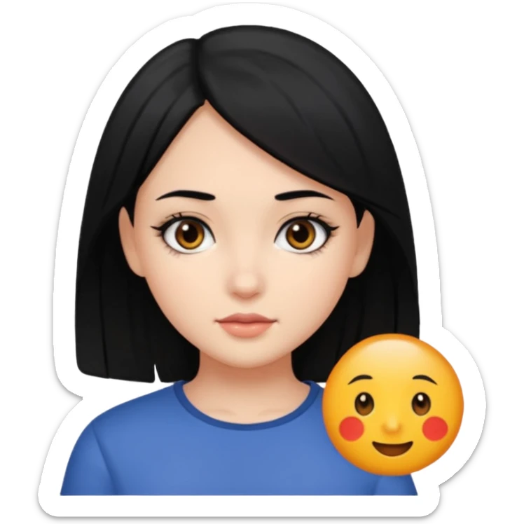 chica con pelo  negro y media melena y ojos  oscuros sticker