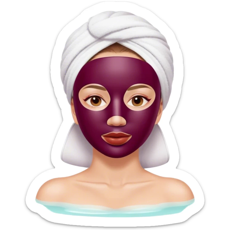 Lady with face mask Burgundy spa beauty full face relaxing sticker