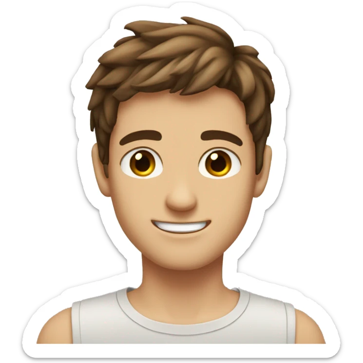 a teen guy face brown  hair brown eyes blinki eye  sticker