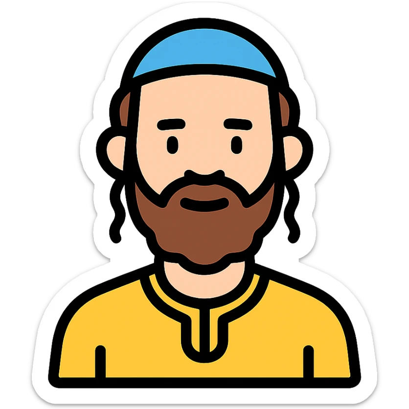 color outline icon of a Jewish man wearing a kippah sticker