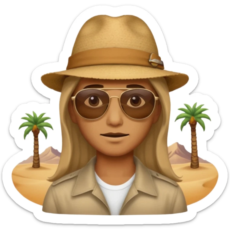 person living in desert just face, hair showing sticker