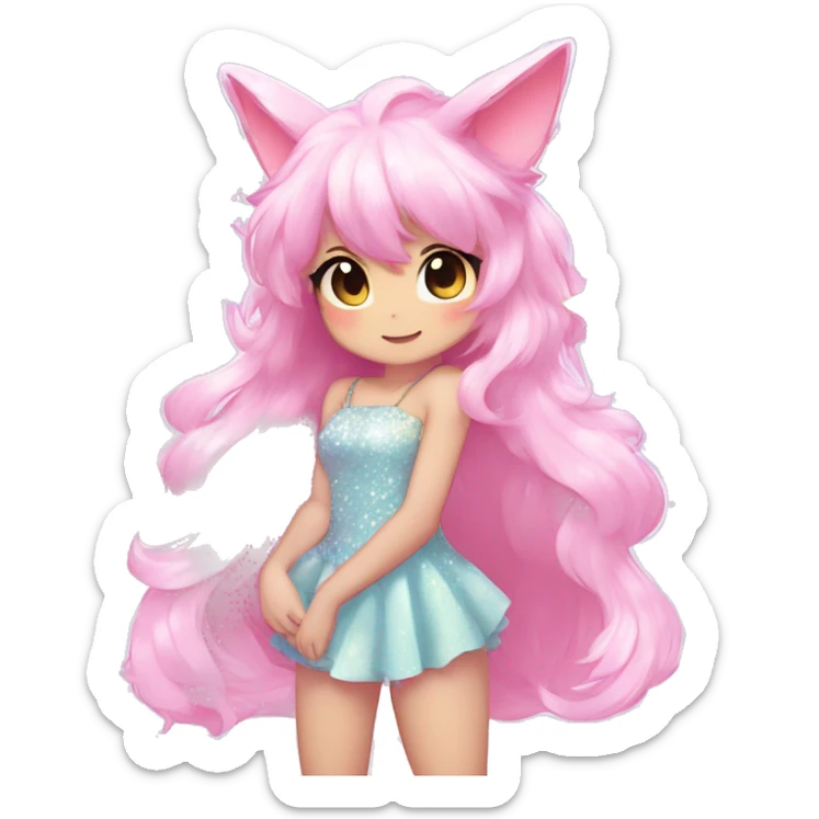 Anthro Shiny Pastel Glitter Sparkle Stars Pink Gradient Anime Chibi Fakémon Fur Sona sticker