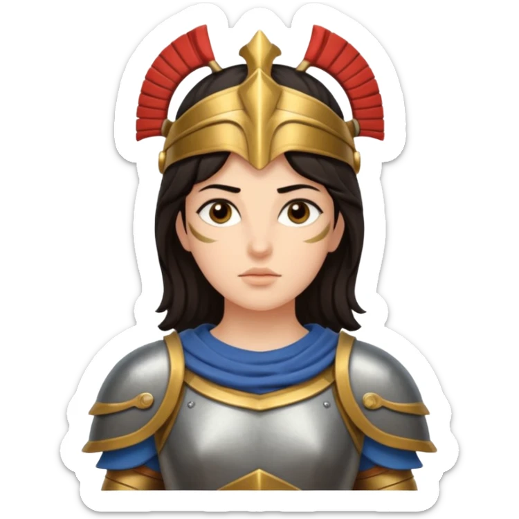 Athena the Greek goddess, dark haired, most important deities in Greek mythology, the daughter of Zeus, associated with: Strategic warfare Wisdom and intellect Craft, engineering, building, navigation Justice and good governance Protection of cities embodys rational, disciplined intelligence sticker