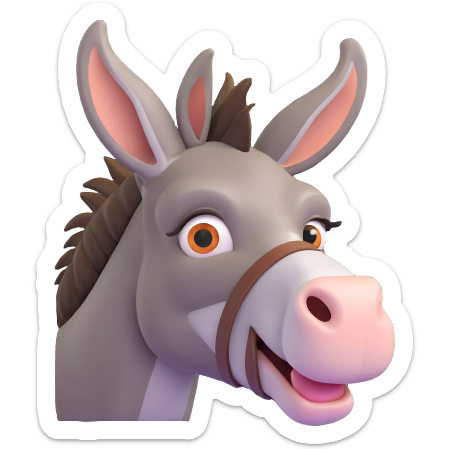 a donkey with its left eye pointed to the left and right eye pointed to the right sticker
