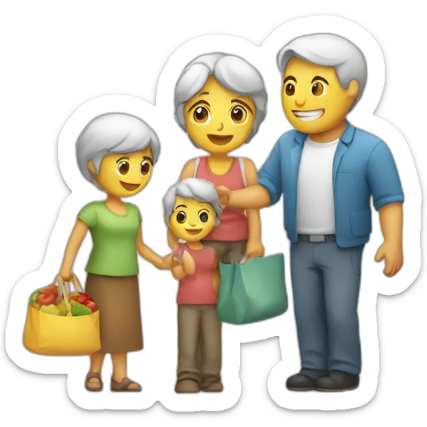 Someone handing a bag of food so a family sticker