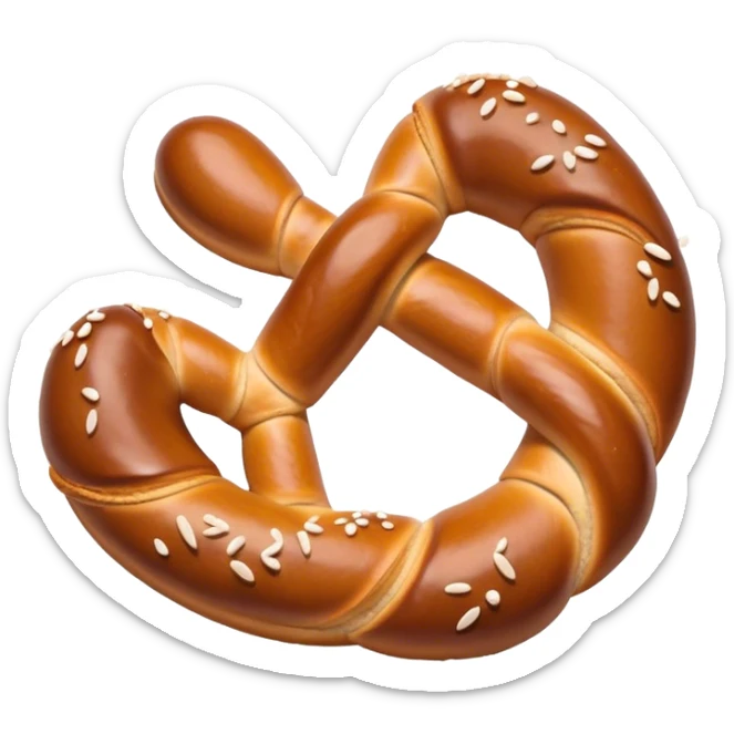 Pretzel Cinematic Realistic Pretzel Snack Emoji, depicted as a single, perfectly twisted pretzel with a glossy, salted crust, rendered with lifelike textures and warm, inviting lighting. sticker