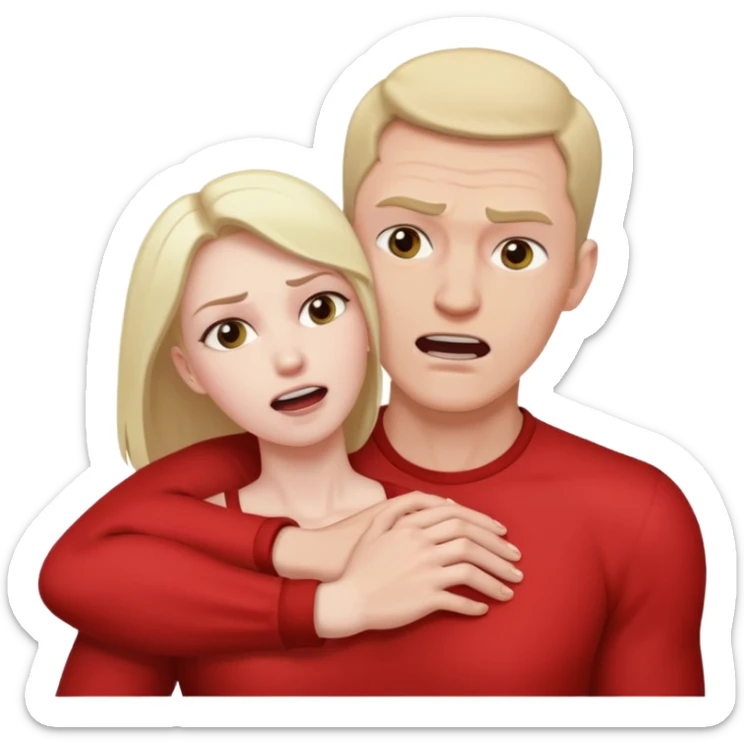 Un homme possessif qui essaye d’attraper le cou de sa femme sticker