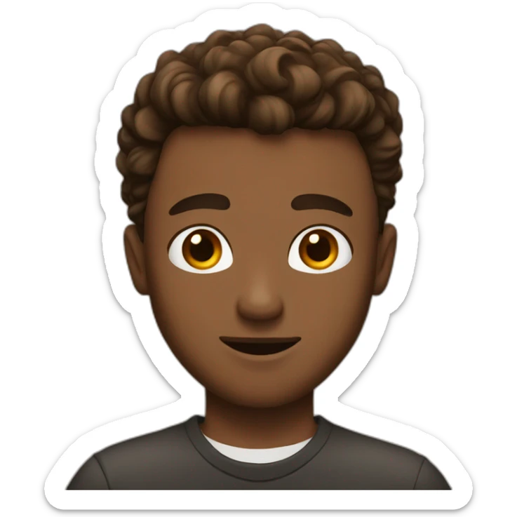 A guy with q brown skin and Brown eye with a cool hair  sticker