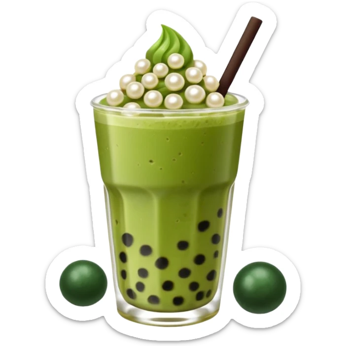 Creamy, slightly bitter matcha with a hint of sweetness, paired with soft, chewy tapioca pearls—refreshing and satisfying! sticker