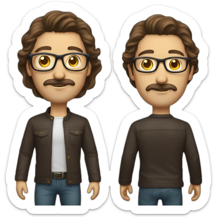 brown hair middle aged male designer with moustache glasses sticker