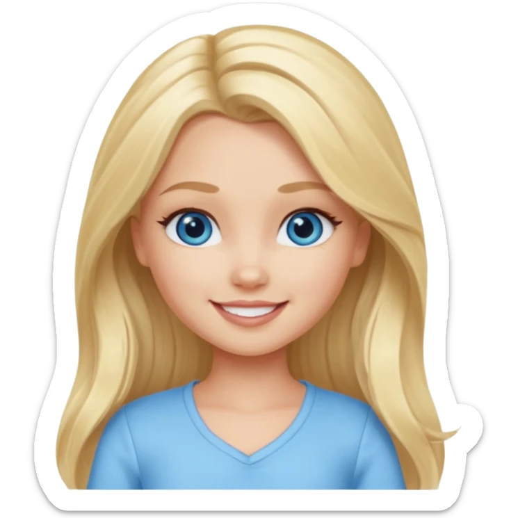 Bratz Cloe Blonde long hair blue eyes, Light blue outfit sticker