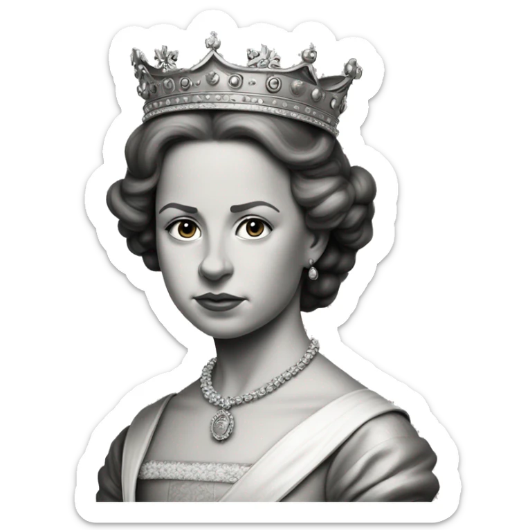 angry young queen Elizabeth the first of England without colour background sticker