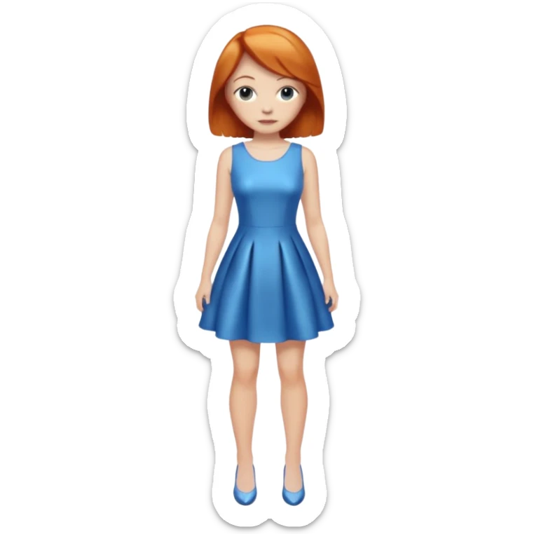 woman lshort ginger hair blue shiney dress full body sticker