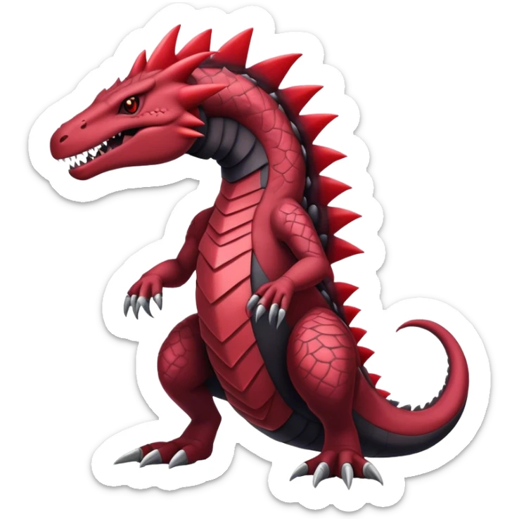 Badass black and red salazzle-tyranitar-hybrid, full body sticker