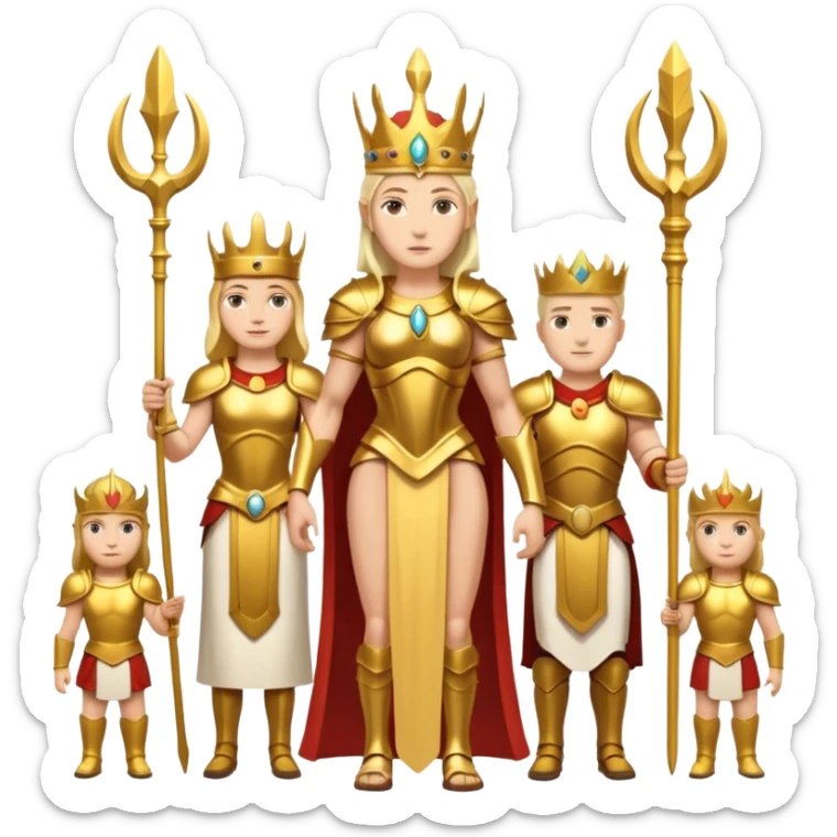 group of white trojans being led by a woman queen sticker