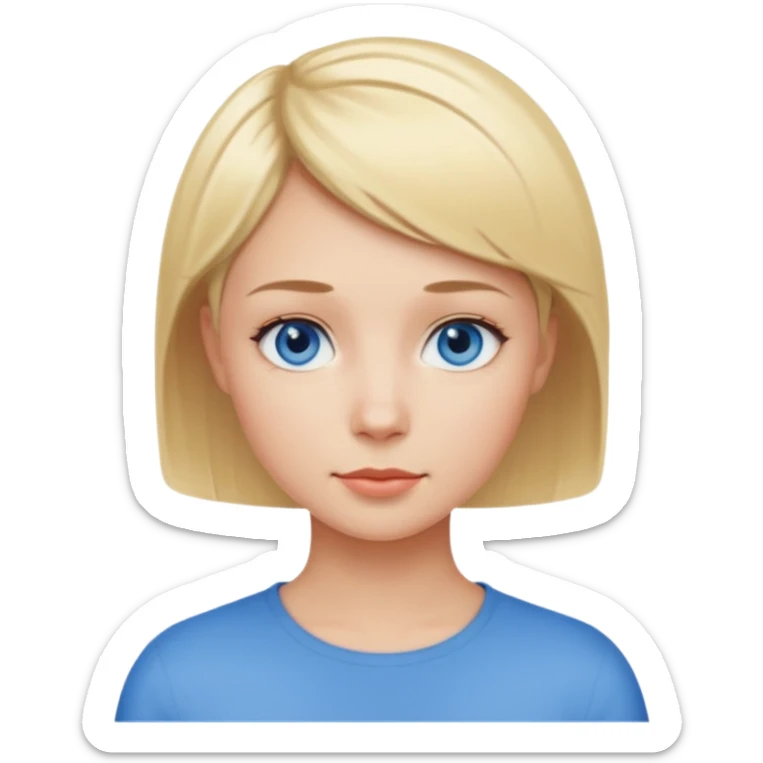 Mujer pelo rubio y muy corto ojos azules cara redonda sticker