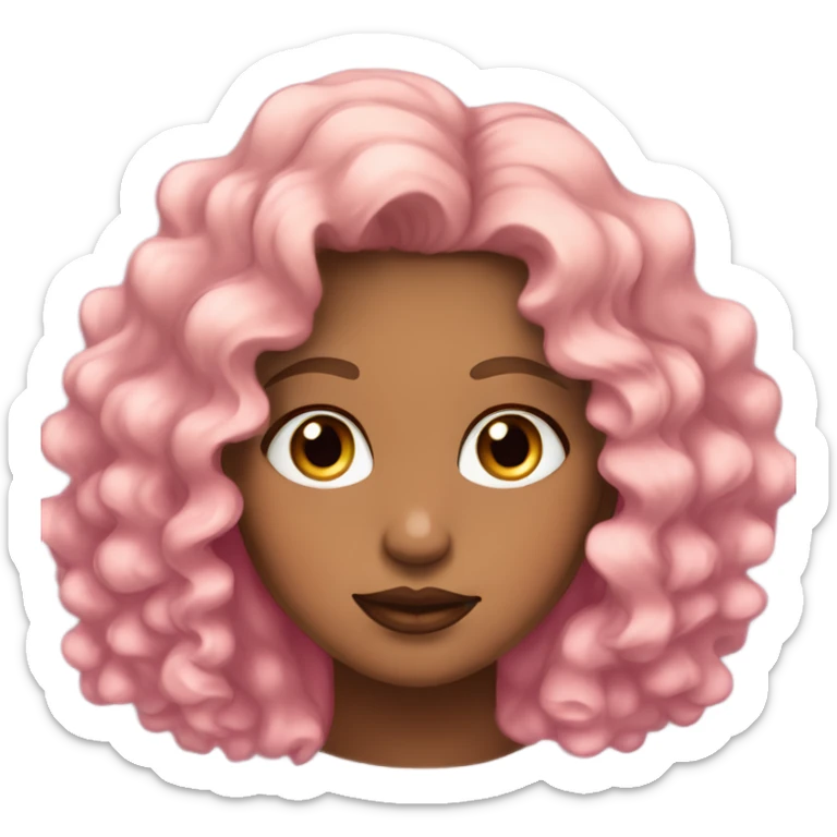 tan girl with curly hair brown eyes and pink medium lips sticker