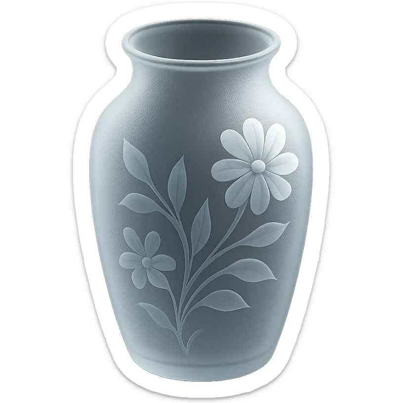 vase with floral patterns, frosted glass look, elegant and modern, matte glass style sticker