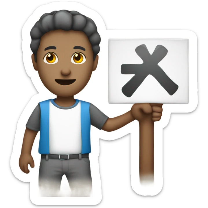 A person head with a holding a piece sign walking of imige sticker