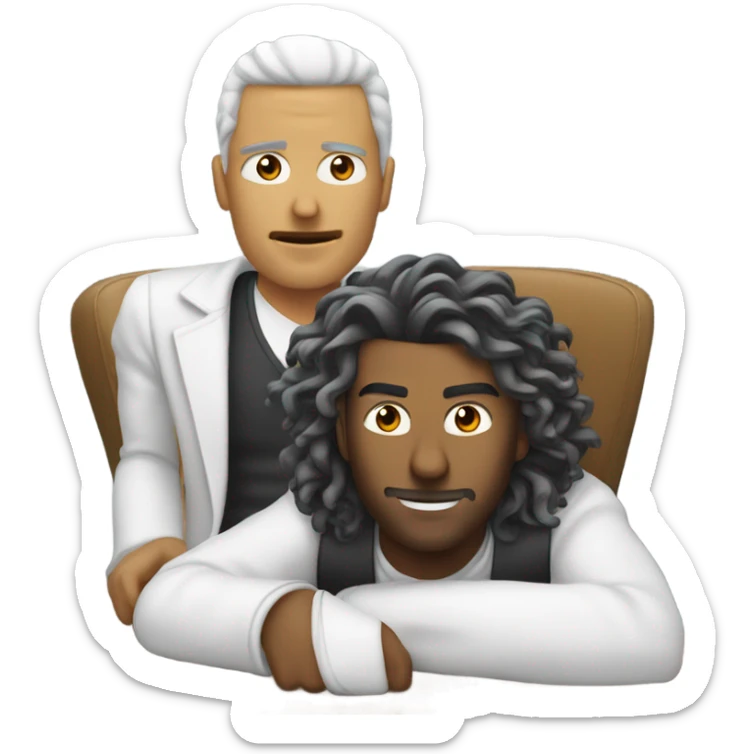 Persona bianca capelli lunghi che ascolta musica in poltrona sticker