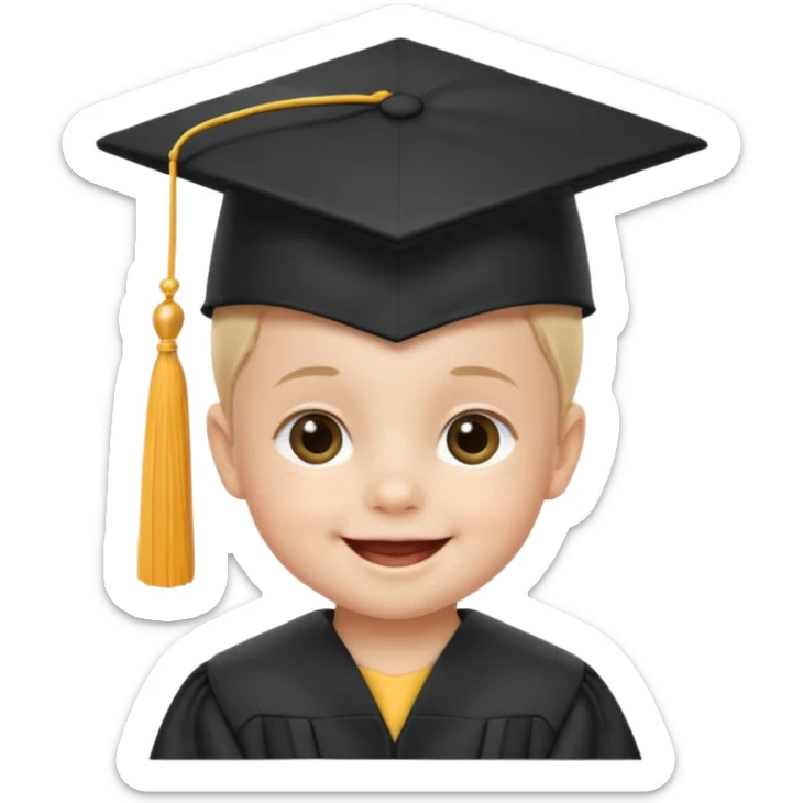baby wearing a graduation hat, feels happy, age 3-5 kid
just need face and hat sticker