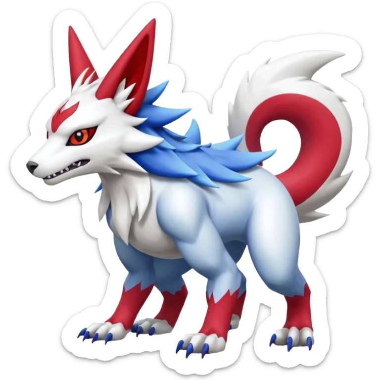 Garurumon-Zangoose-Renamon-fusion-hybrid-creature (full body) sticker