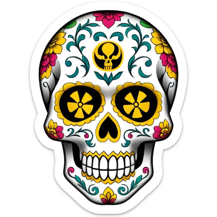 WuTang sugar skull with the wu-tang W logo incorporated into the skull design sticker