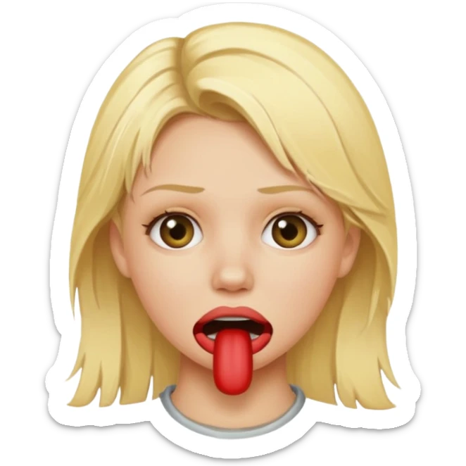 naked blonde girl with a gag in her mouth sticker
