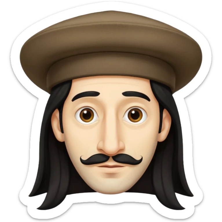 Jewish man with super long hair a giant nose and a hat sticker
