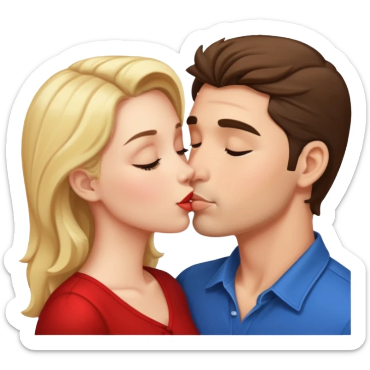 a good looking man and good looking woman are Kissing, indoor sticker