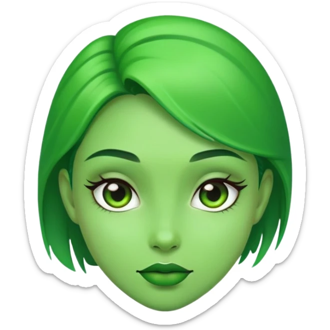 A girl that her skin is 100% color green  sticker