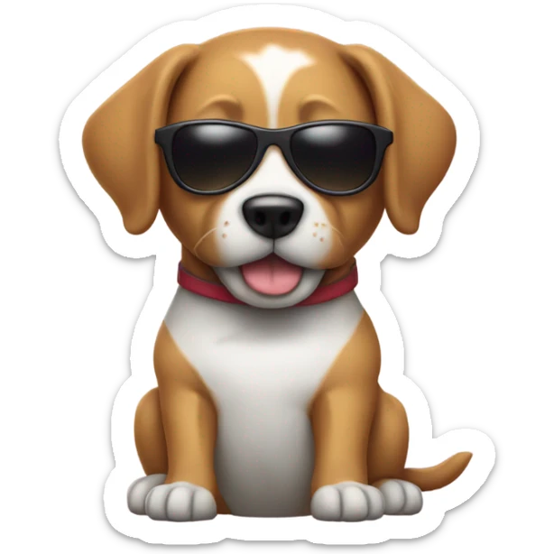 Dog with a t-shirt and a pair of sunglasses sticker