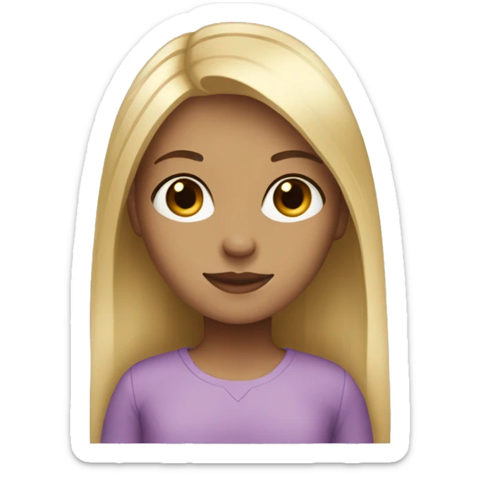 Girl blonde straight hair brown eyes  sticker