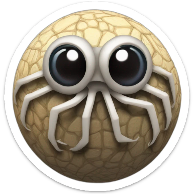 3d sphere with a cartoon Cave Spider skin texture with Eye of Horus sticker
