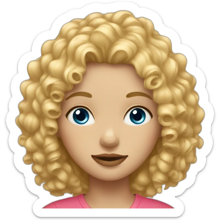 blonde curly hair girl with blue eyes and red itchy under eyes sticker