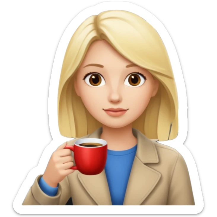 Blonde girl with a cup of coffee in the car sticker
