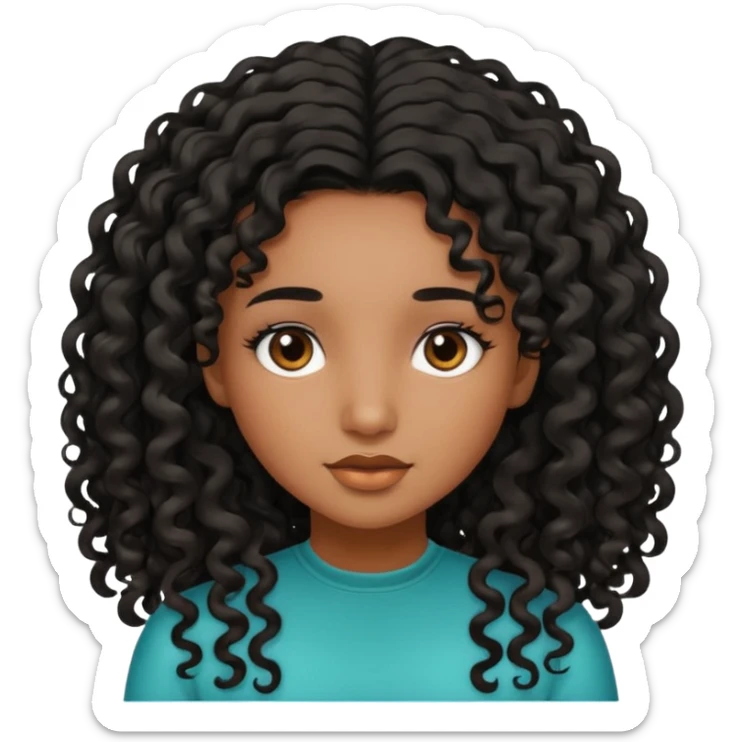 Brown skin girl with curly roots and straight ends sticker